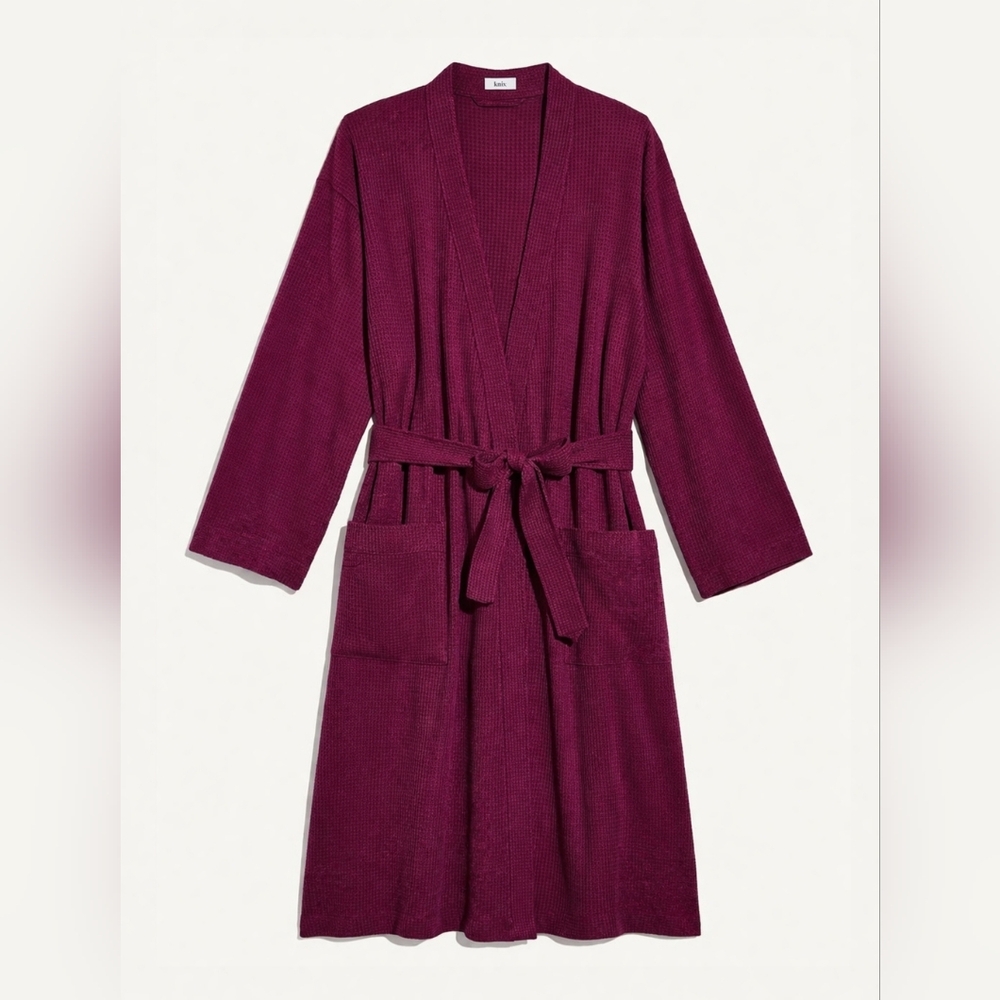 Knix Waffle Robe Size XS-M Purple Mid Calf Length House Coat EUC